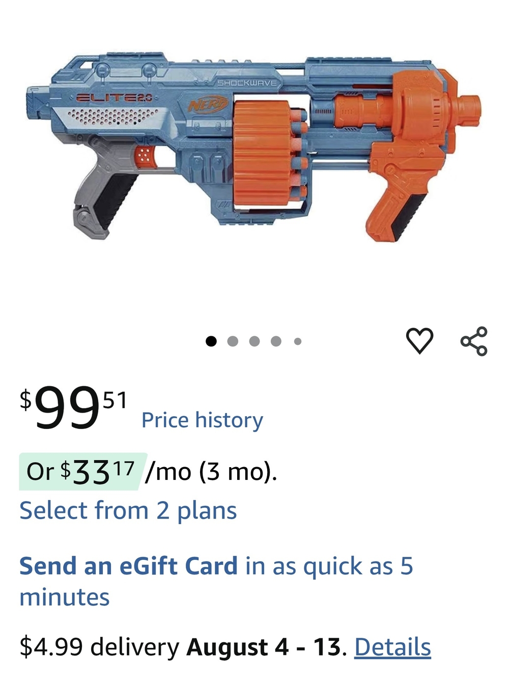Nerf Elite 2.0 Shockwave Blaster - Blue & Orange